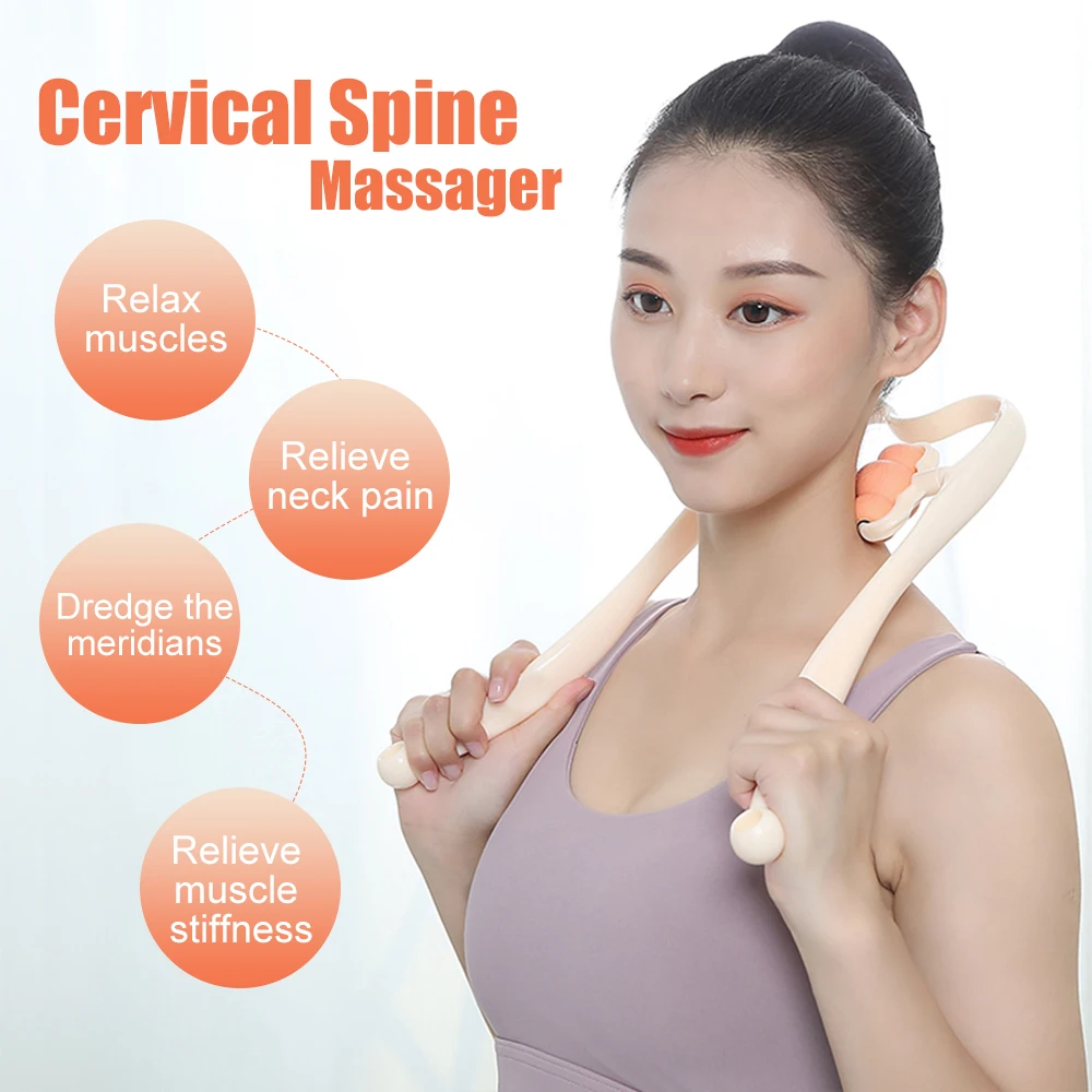 

6-wheel Neck Massager Handheld Shoulder Aids With Ball Cervical Deep Muscle Relaxation Massage Pain Relief Roller Massage Tool