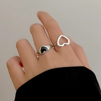 korea fashion heart shaped combination ring simple hip hop punk hollow ring girl gift for men and women