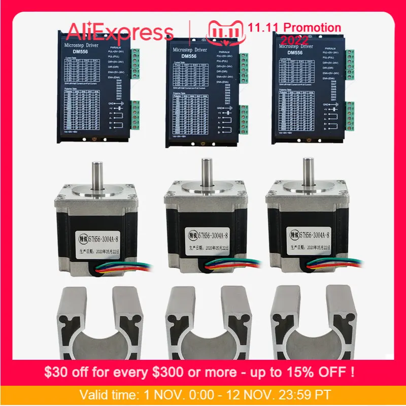 

Драйвер шагового двигателя для ЧПУ DM556 DM542 Nema 23 57BYGH56 57BYGH76 57 мм + фиксированное сиденье основания двигателя для рамы ЧПУ