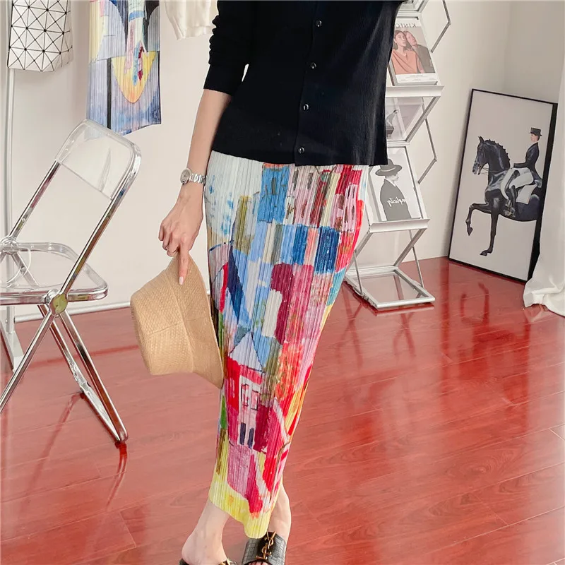 Женская плиссированная летняя юбка миди трапециевидная с леопардовым принтом |