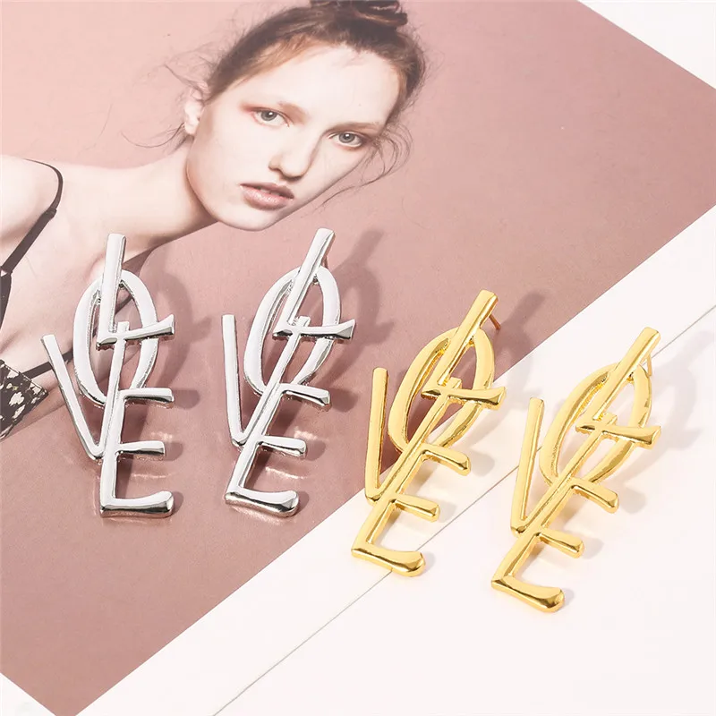 Модный уникальный дизайн имитация букв любовные геометрические серьги-подвески