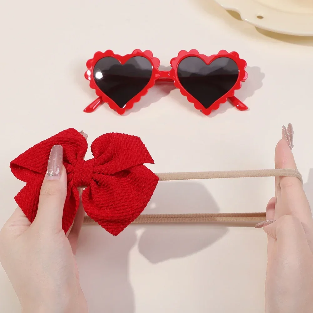 2 шт./компл. детские милые бантики повязка на голову солнцезащитные очки с героями