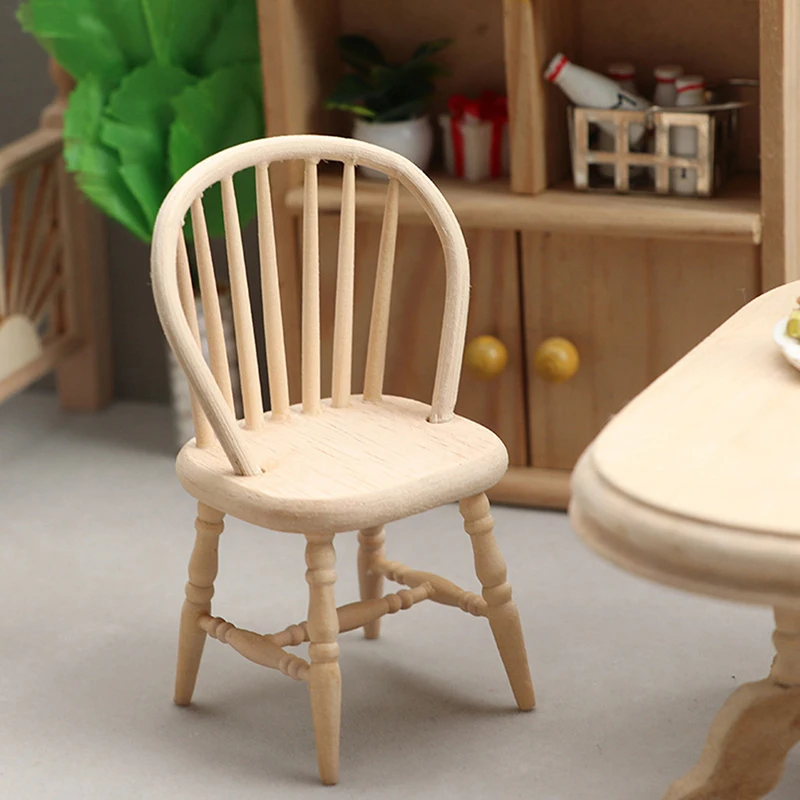 

1:12 Dollhouse Miniature Wooden Chair Model Kitchen Restaurant Arm Chair Kid Pretend Play Toy For Dollhouse Furniture Home Decor
