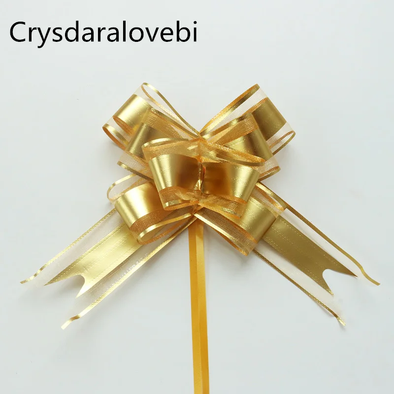 

100pc Metallic color Matte Beautiful Pull Bow Ribbon Gift Packing flower bow Bowknot Party Wedding Car Room Decoration Party DIY
