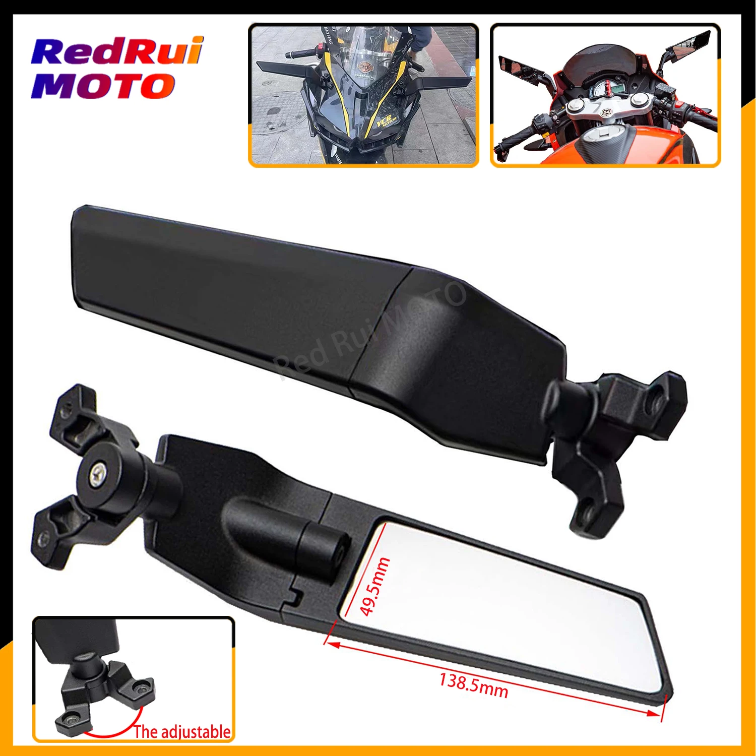 

Motorcycle Mirrors Modified Wind Wing Adjustable Rotating Rearview Mirror for Honda CBR 650R 650F VFR 400 750 800 VTR1000F