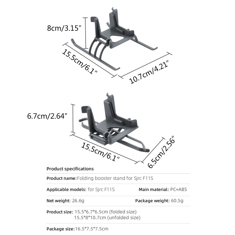 

Compatible with Sjrc F11S Foldable Landing Gear RC Drones Height Extender Long Leg Foot Protector Booster Stand DXAC