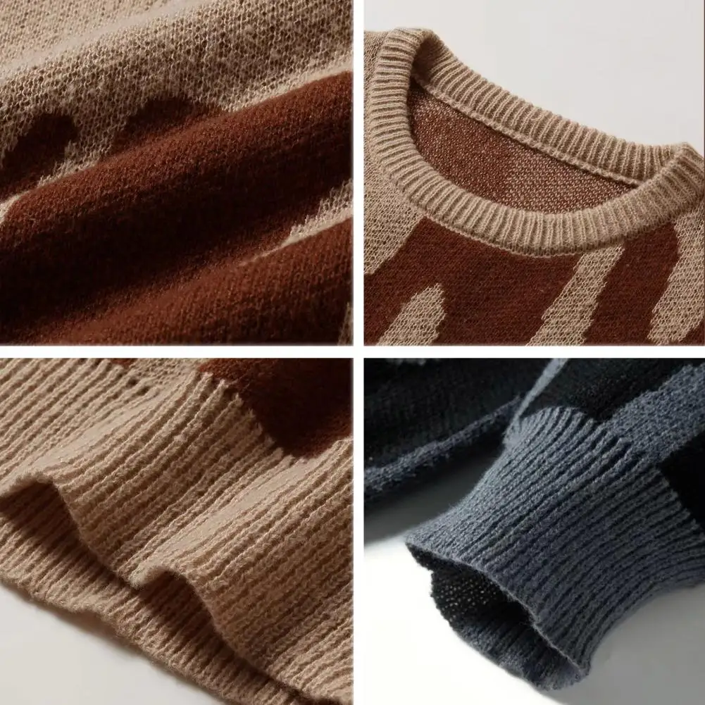 Новый популярный осенне-зимний пуловер с нерегулярным жаккардовым узором свитер