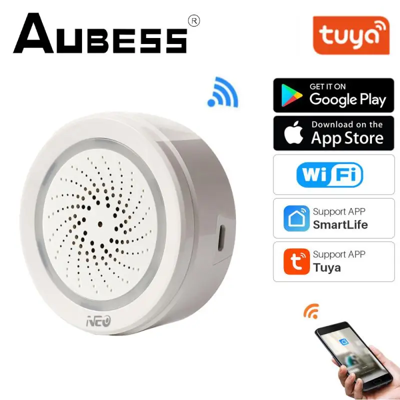 

100DB Tuya WiFi Smart Siren Alarm With Temperature Humidity Sensor Smart Home Alarm Security System Support Alexa Google Home
