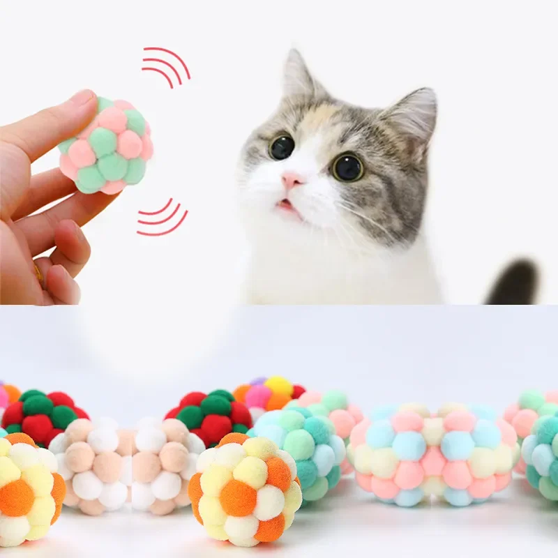 

Cat Interactive Ball Toy Balls Interactive Plush Artificial Colorful For Cats Training Self-moving Kitten Toys Pet Accessories