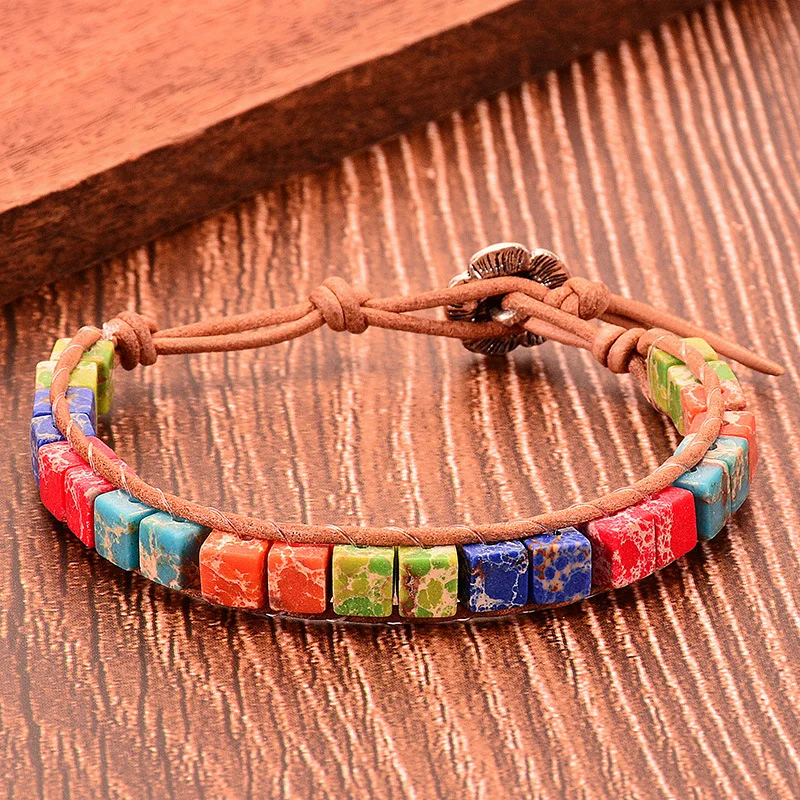 Colorful Natural Stone Bracelet Square Bracelet for Women Personalized Accessories Colors Bohemia Jewelry Handstring Beading