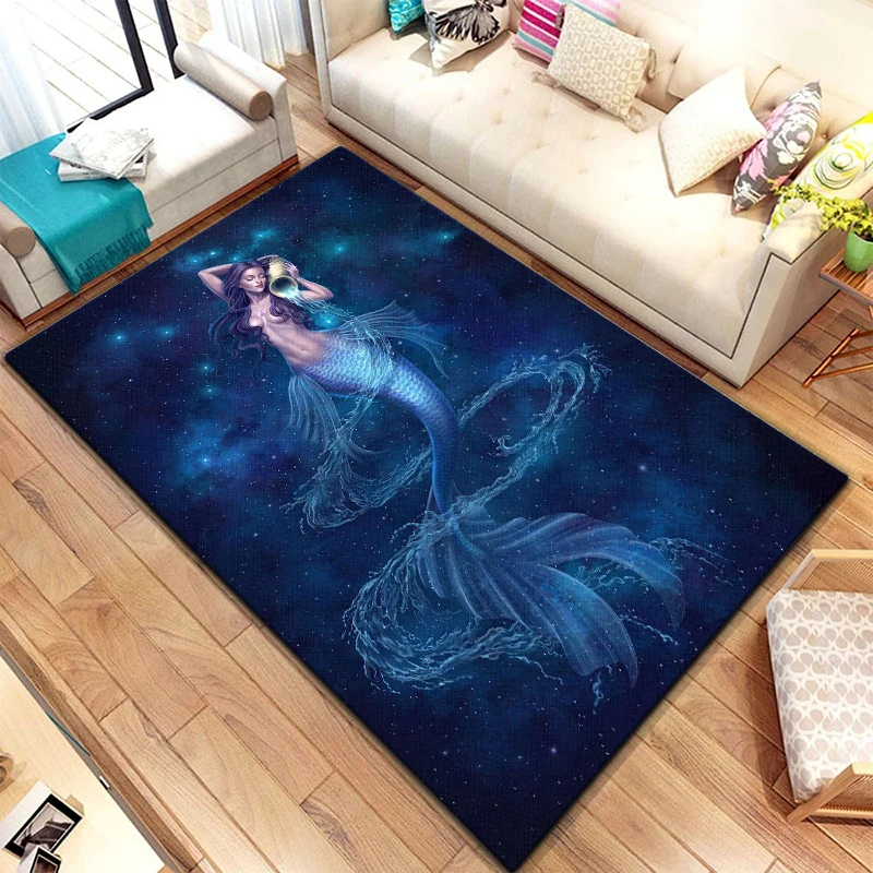 Anime The Mermaid Astrology Carpets Living Room Decoration Bedroom Parlor Study Area Rug Mat Soft Flannel Large Rugs and Carpet