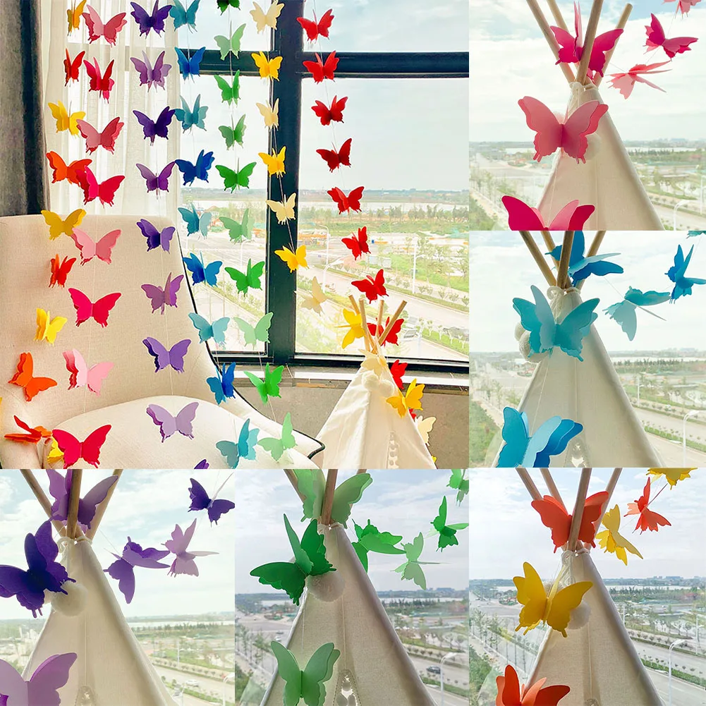 

1Pcs Colorful Butterfly Pull Flower Paper Garland Wedding Party Pull Bows Ribbons Flowers Home Window Decoration Hanging Flower