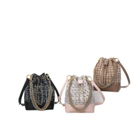 string bucket handbags for women color plaid chain ladies one shoulder bags daily girls crossbody bags purse gifts for her