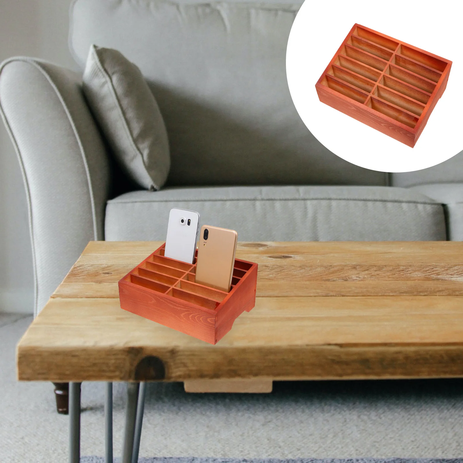 

Box Holder Storage Cell Classroom Organizer Wooden Mobile Desktop Wood Remote Controlmanagement Grids Rackcoffee Portable Case