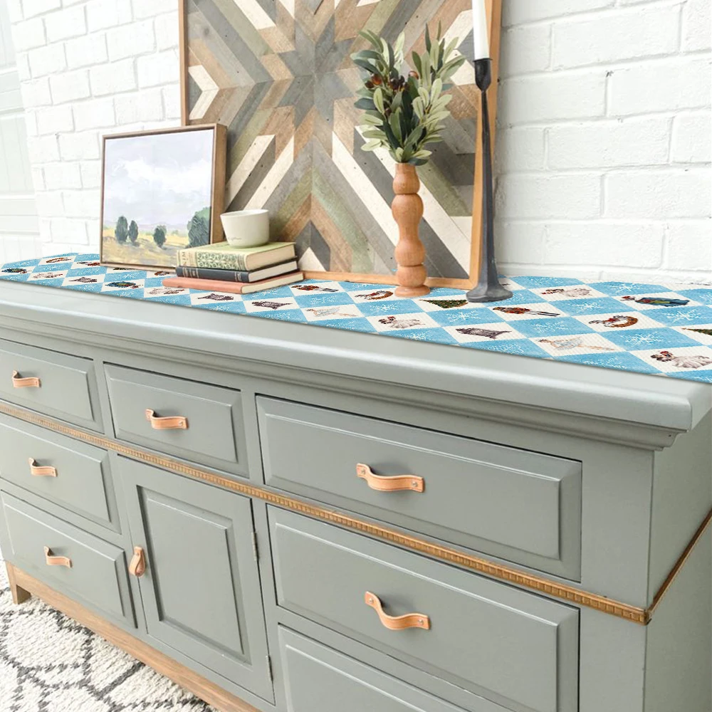 1 шт. синяя клетчатая рождественская скатерть Щелкунчик снежинка Рождественская