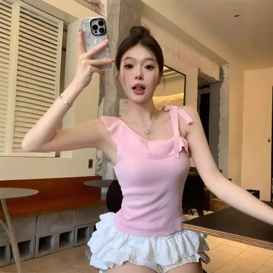 Асимметричный Трикотажный жилет с оборками Pure Desire женский летний сексуальный