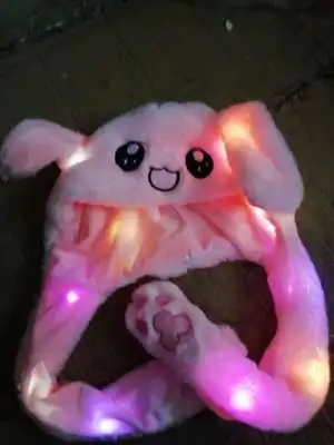 

Led Funny Plush Rabbit Hat With Ear Hat Rabbit With Pillow Bouncing Ears Removable Gift To Send Girls Children Toys