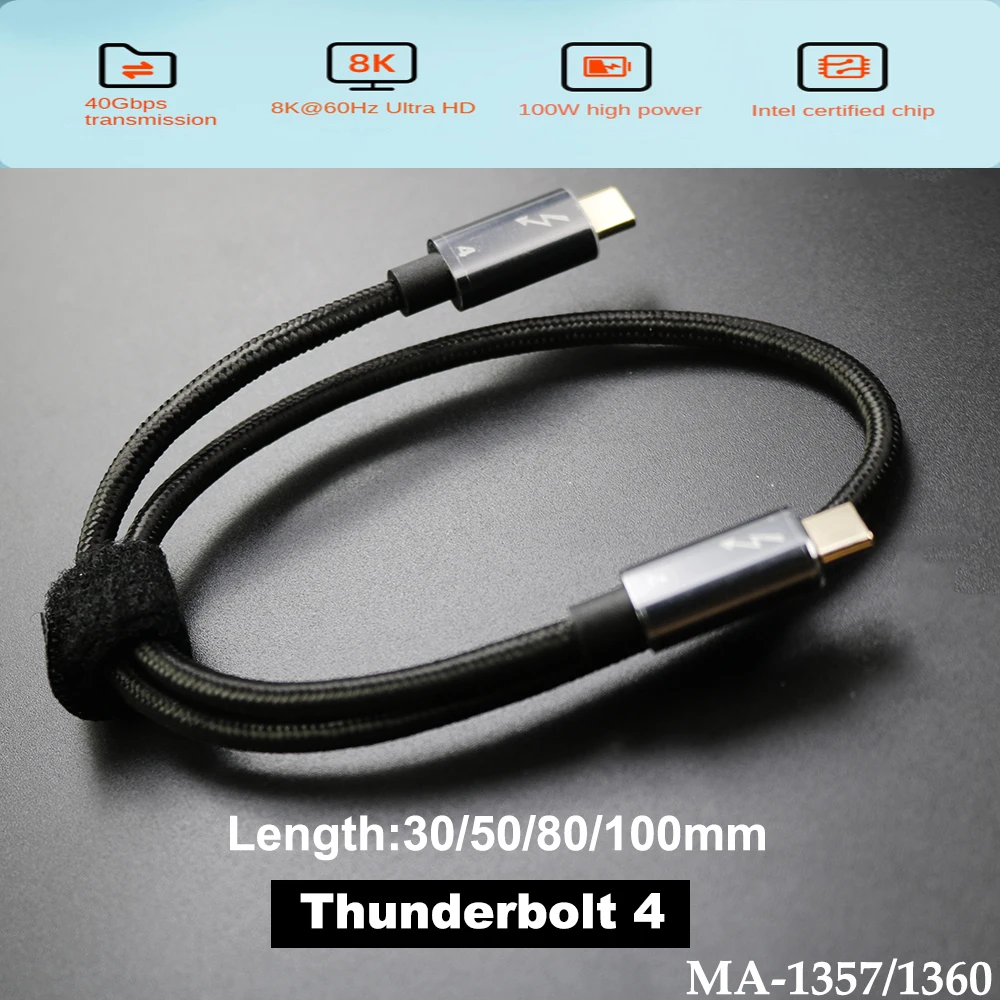 

USB4.0 40Gbps Data Cable USB C to Type C Thunderbolt 4 8K & Dual 4K HD Video Cable PD 100W 5A Fast Charging Cord For Macbook Pro