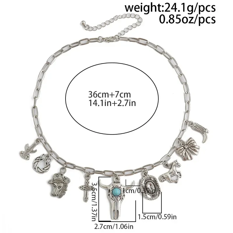 Ожерелье-чокер в стиле панк и ретро-ковбойские ботинки женская трендовая