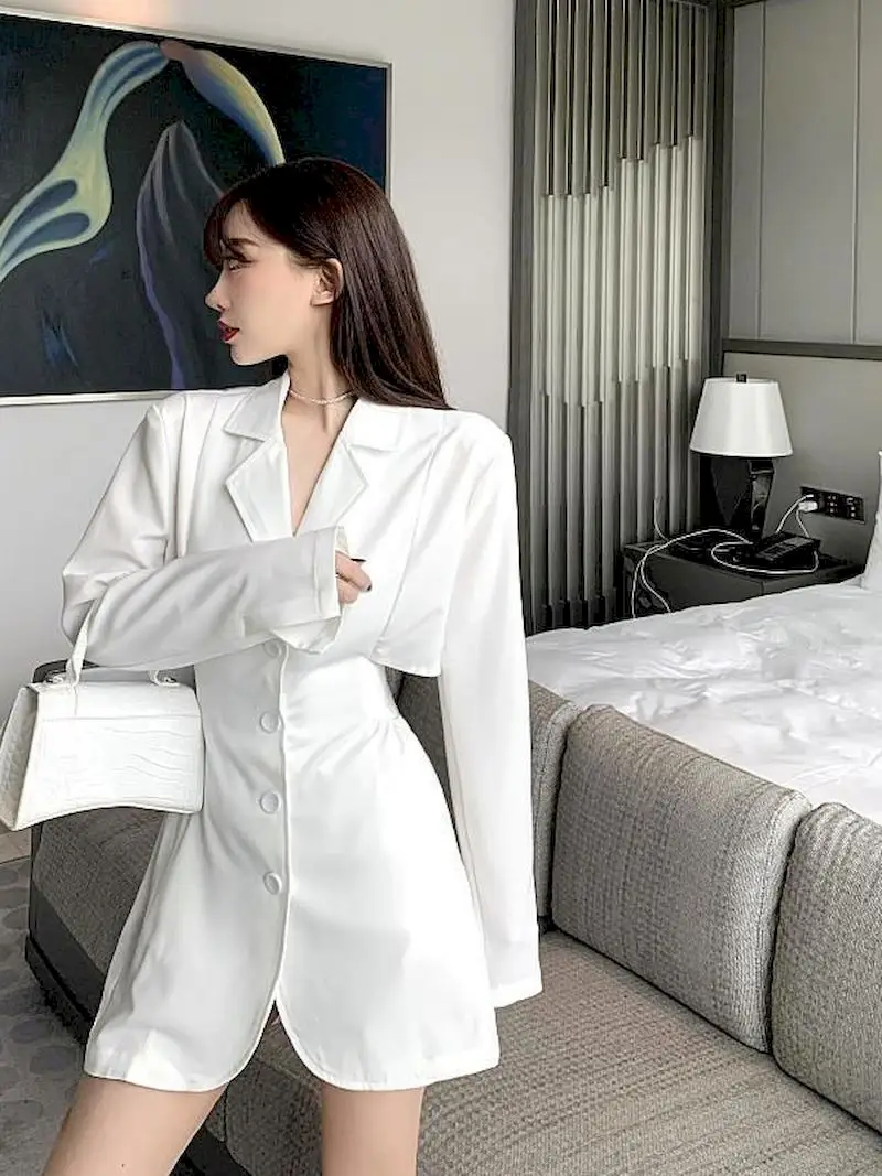 

Blazer Dress Women Mini Party Office Lady Elegant Fashion Single Breasted One-piece Dress Korean Long Sleeve Casual Female Y2k