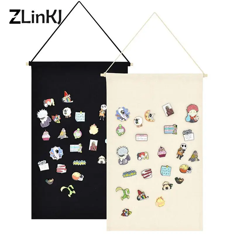 Pin Display Pennant Banner Enamel Lapel Pin Badge Flag Plain Blank Canvas Wall Banner Badge Storage Home Hanging Decorations