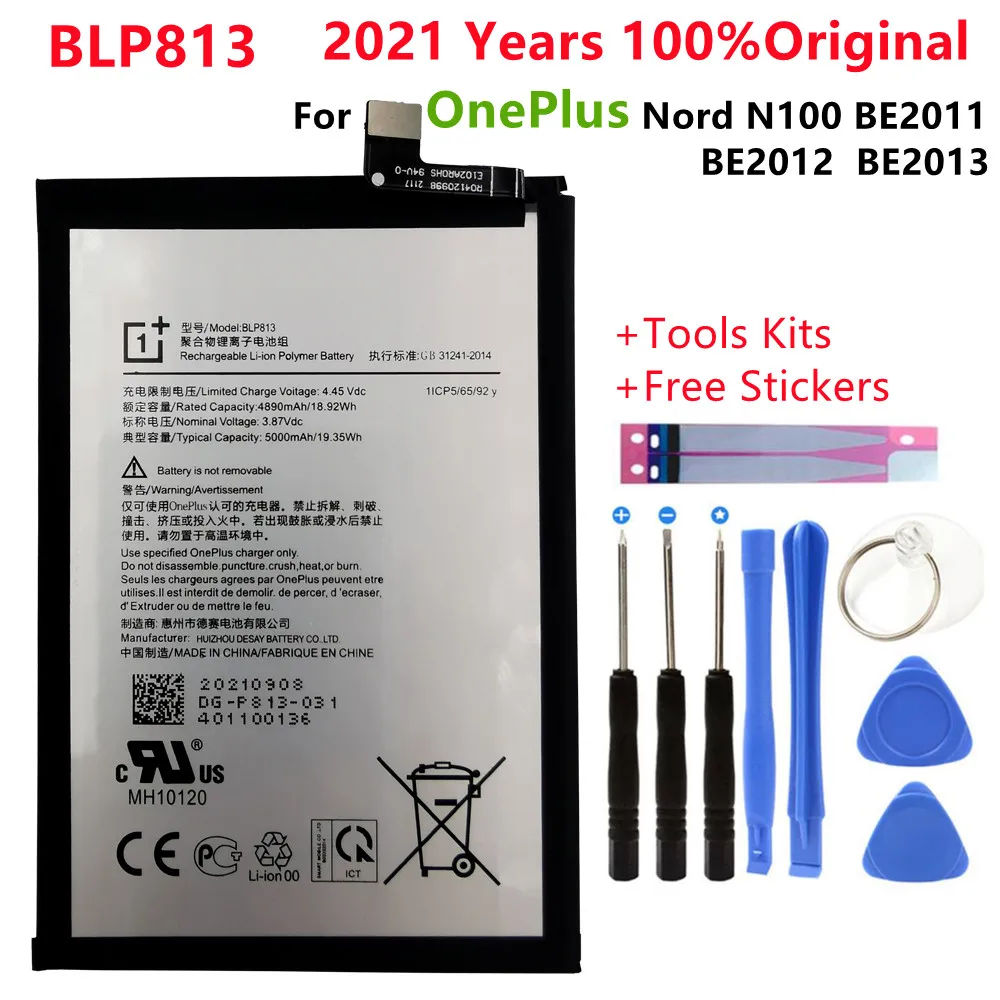 

New Original High Quality For OnePlus Nord N100 BE2011, BE2012, BE2013 5000mAh BLP813 Battery