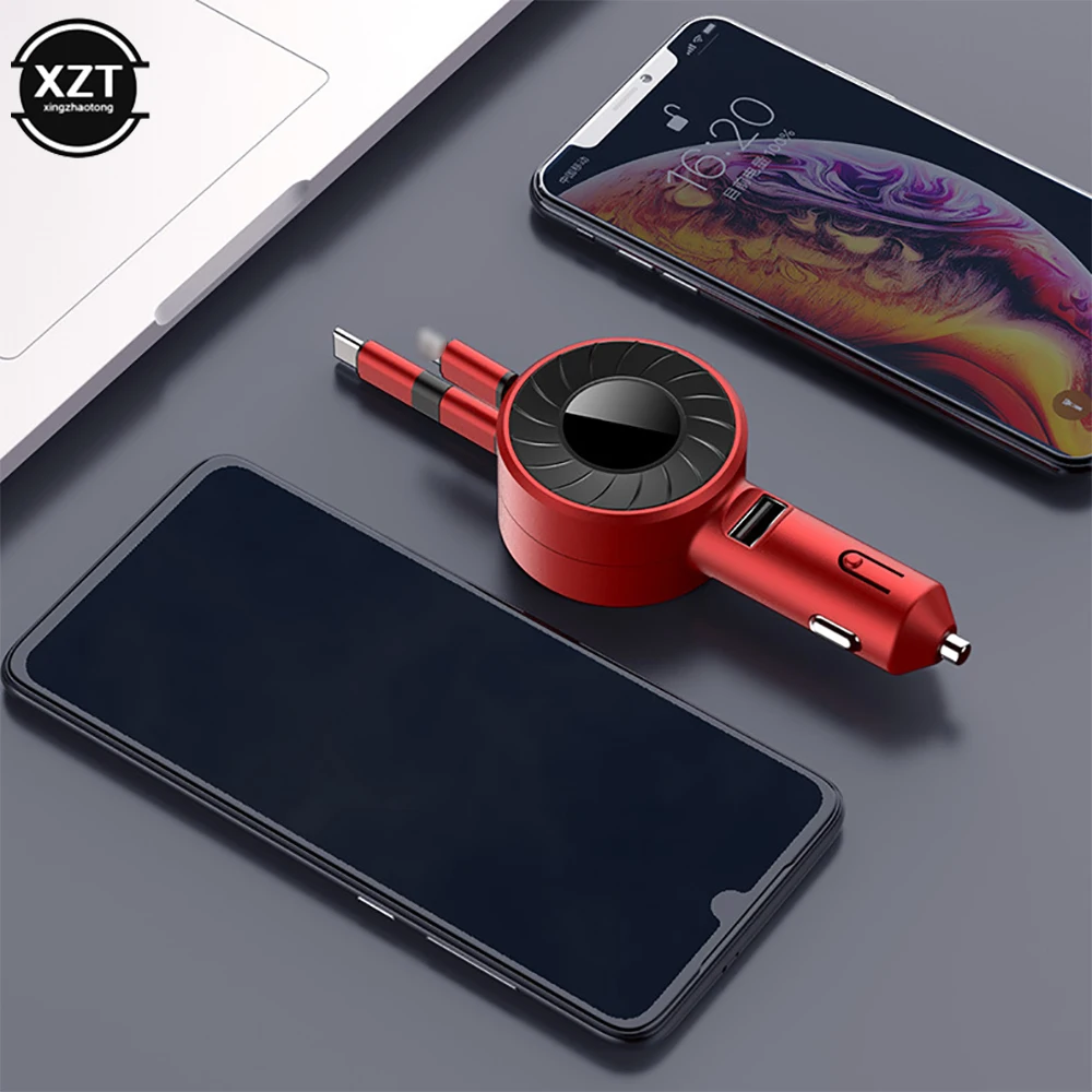 

Автомобильное зарядное устройство с выдвижным зарядным кабелем Быстрая зарядка QC 3,0 многофункциональное автомобильное зарядное устройств...