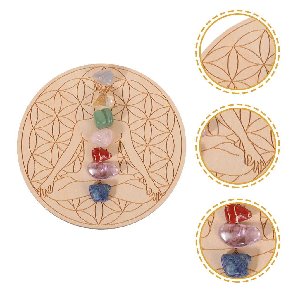 

2 Sets Seven Chakra Stones Crystal Energy Stones Yoga Energy Stones Wooden Board