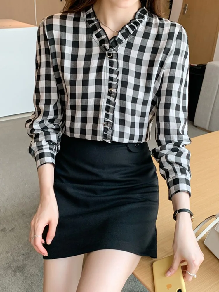 Женская Повседневная рубашка с длинным рукавом новый осенний Винтажный стиль 2023