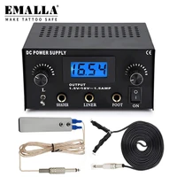 emalla professional tattoo kit tattoo power supply set with foot pedal clip cord for tattoo machine gun needles makeup supplies
