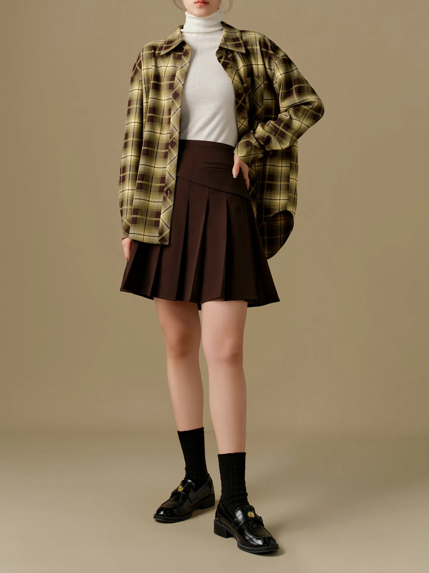 DUSHU размера плюс нестандартная Повседневная плиссированная юбка для зимы 2024