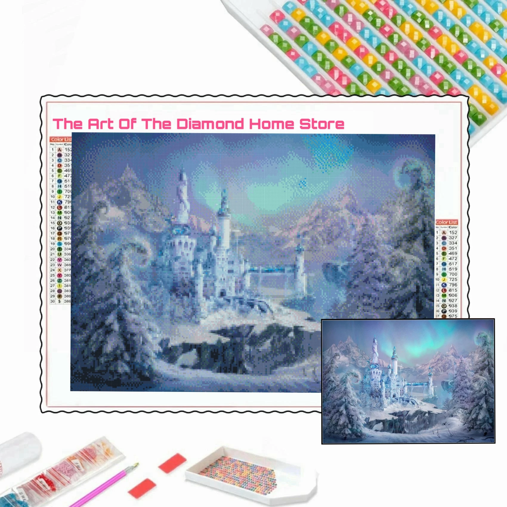

Snow Castle 5D DIY AB Drills Diamond Painting Embroidery Cross Stitch Fairy Tale Landscape Art Rhinestone Mosaic Child Gifts