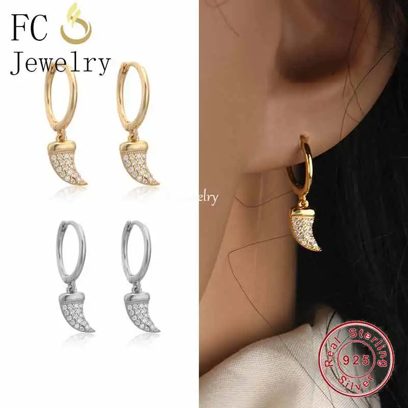 

925 Sterling Silver Mini Plain Chili Mix Zircon Dangle Hoop Earring For Women Ear Piercing Pendientes Fine Jewelry 2022 Trends