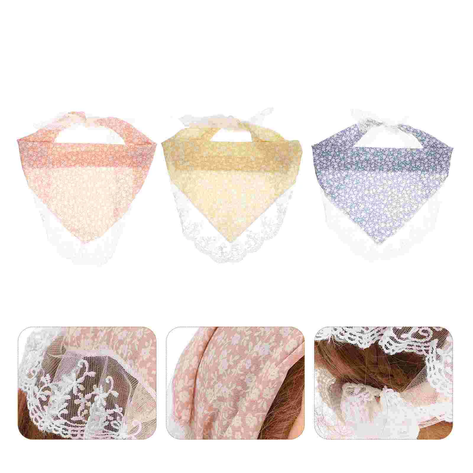 

Hair Bandanas Scarf Women Floral Scarvestriangle Lace Headbands Vintage Head Wrap