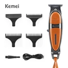 Электрическая машинка для стрижки волос Kemei, перезаряжаемый триммер для бороды для мужчин, стальная головка, искусственная машинка для стрижки волос