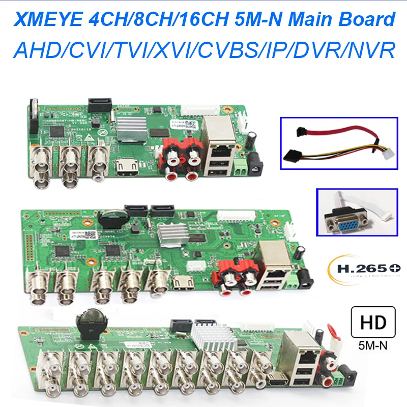 Бесплатная доставка H.265 5M-N 8CH 16CH 1080P IP DVR плата XMEYE NVR 4 канала 5 в 1 AHD TVI CVI гибридный