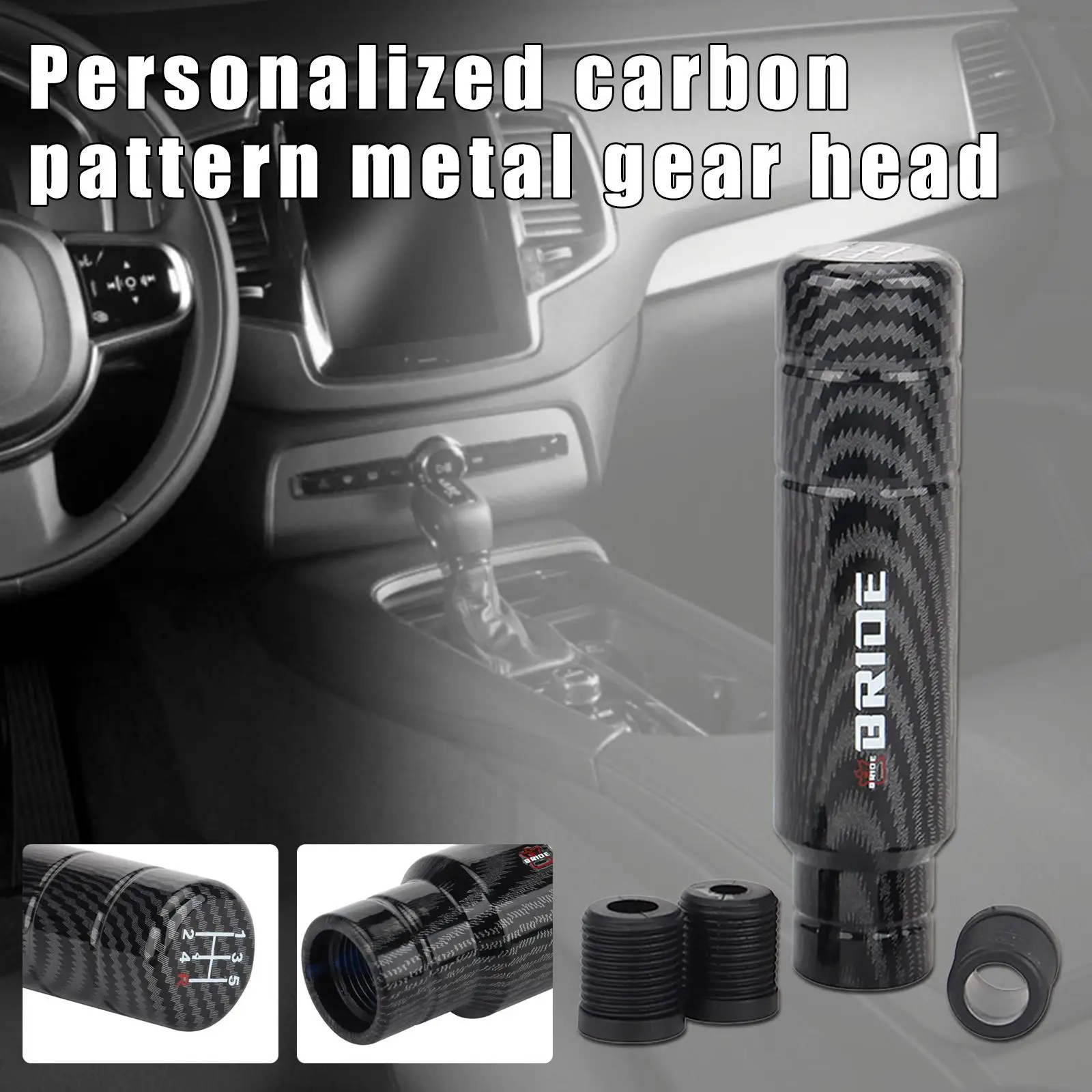 

Car Gear Shift Knob Aluminum Carbon Style 13cm Universal Manual Transmission Gearstick Racing Shiftknob Sport Car Gearshift