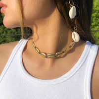 boho handmade metal shell rope chain necklace women conch seashell short collares choker summer beach y2k jewelry accessories