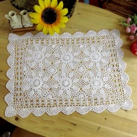 VintageHandmade Crochet Table Cloth Lace Tablecloth Embossed Round Placemat Kitchen Dining Table Cover Mat Pad Home Decoration