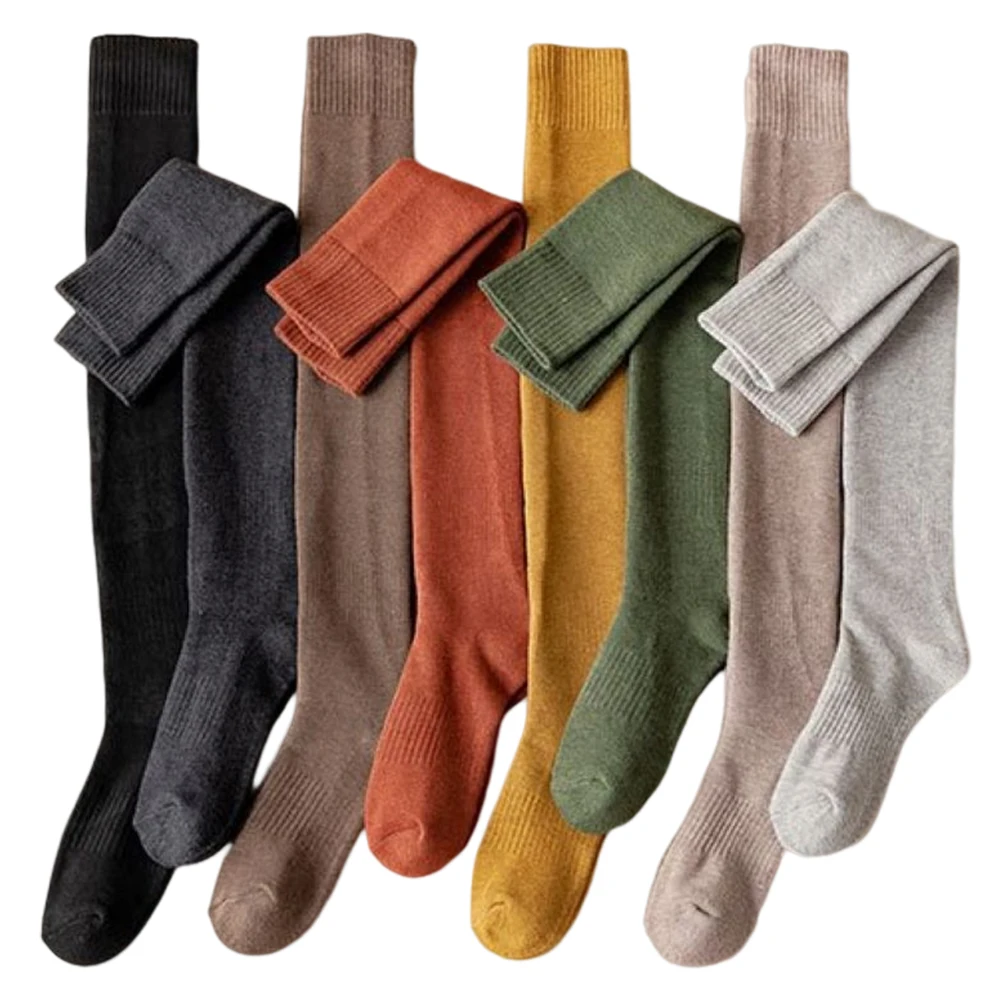 

1 пара, женские длинные носки, однотонные милые женские длинные носки для повседневной носки