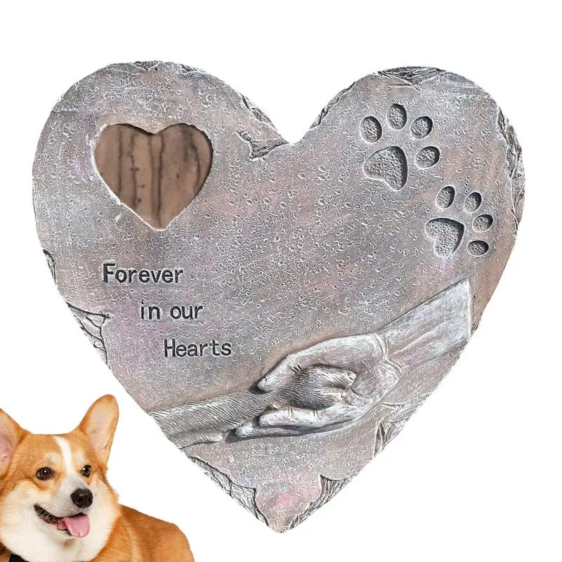 

Dog Memorial Garden Stone Pet Grave Stone Dog Grave Stone Marker Heart Shape Pet Memorial Stones With Forever In Our Hearts Text