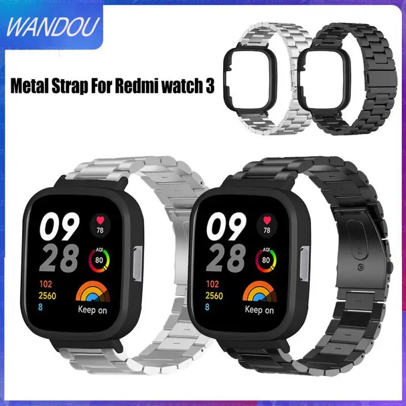 

Защитный чехол для Redmi Watch 3, браслет со стальным ремешком, мужской ремешок для смарт-часов, ремешок для двух в одном, защитный чехол для часов, серебристый