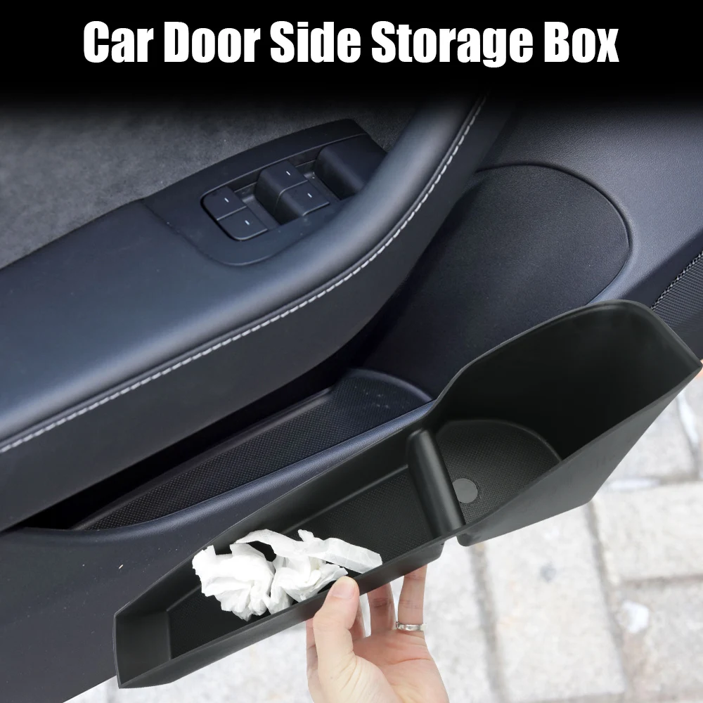 

Car Door Side Storage Box Holder Accessories for Tesla Model 3 Model Y Front Back Door Handle Armrest Tray Organizer 4pcs/Set