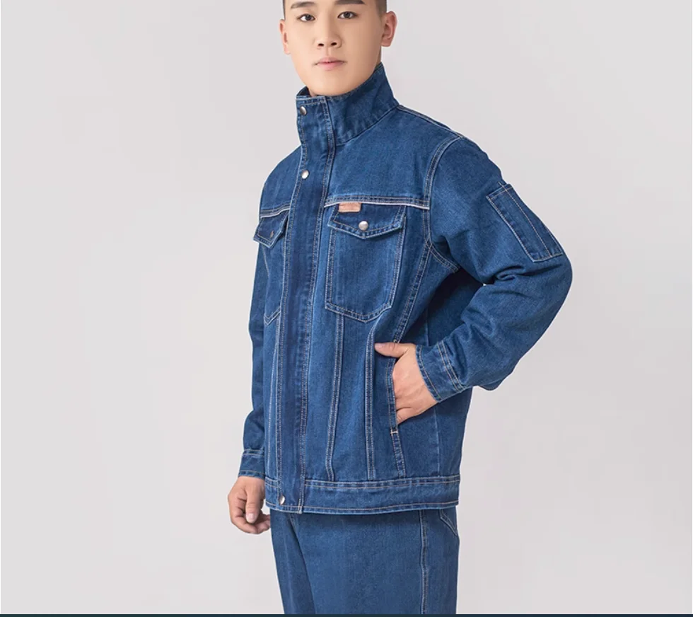 Утолщенная джинсовая рабочая форма из чистого хлопка для мужского осеннего