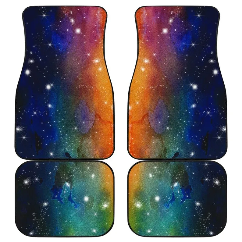 

Красочные коврики в стиле небесного космоса, звезды Галактики, автомобильные коврики, набор из 4 предметов, передние и задние синие, желтые, ...