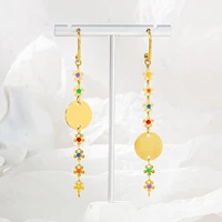 flower tassel earring for girl design round brand women dangle earring stainless steel jewelry korea fashion pendiente wholesale