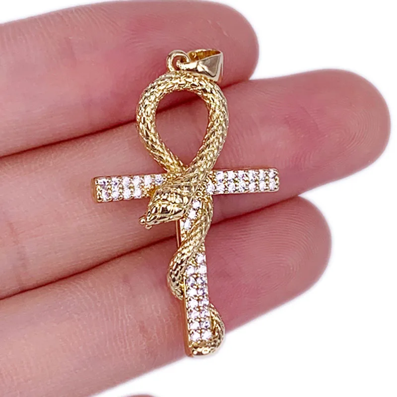 

Retro Punk Style Stereo Spirit Snake Necklace Pendant Inset Zircon Winding Cross Men's And Women's High Jewelry Accessories