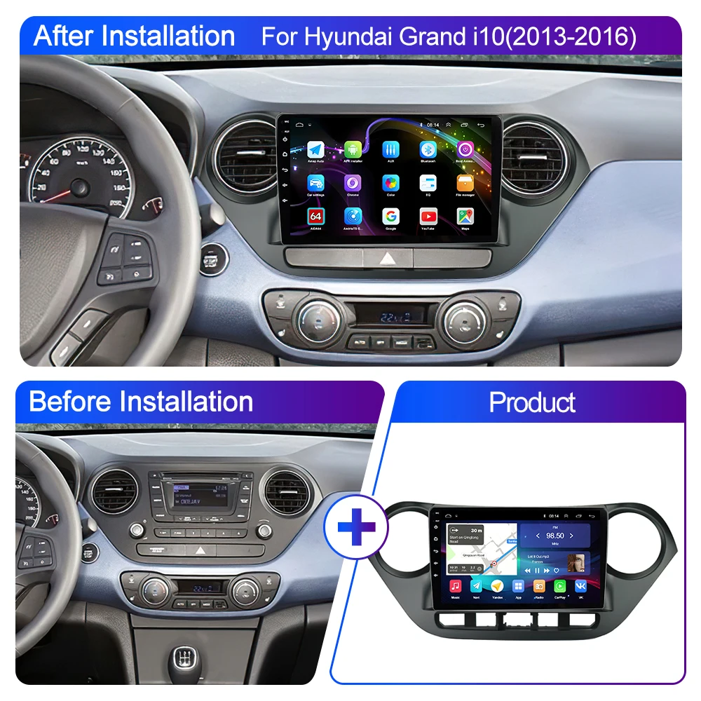Автомагнитола LEHX L6Pro 2DIN Android 10 мультимедийный видеоплеер для Hyundai Grand I10 2013-2016 Carplay