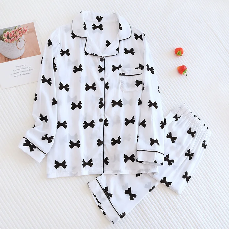 New Ladies Pajamas Set 100% Viscose Soft Thin Pajamas Set For Women Sleepwear Home Wear Spring Summer Pyjamas Loungewear