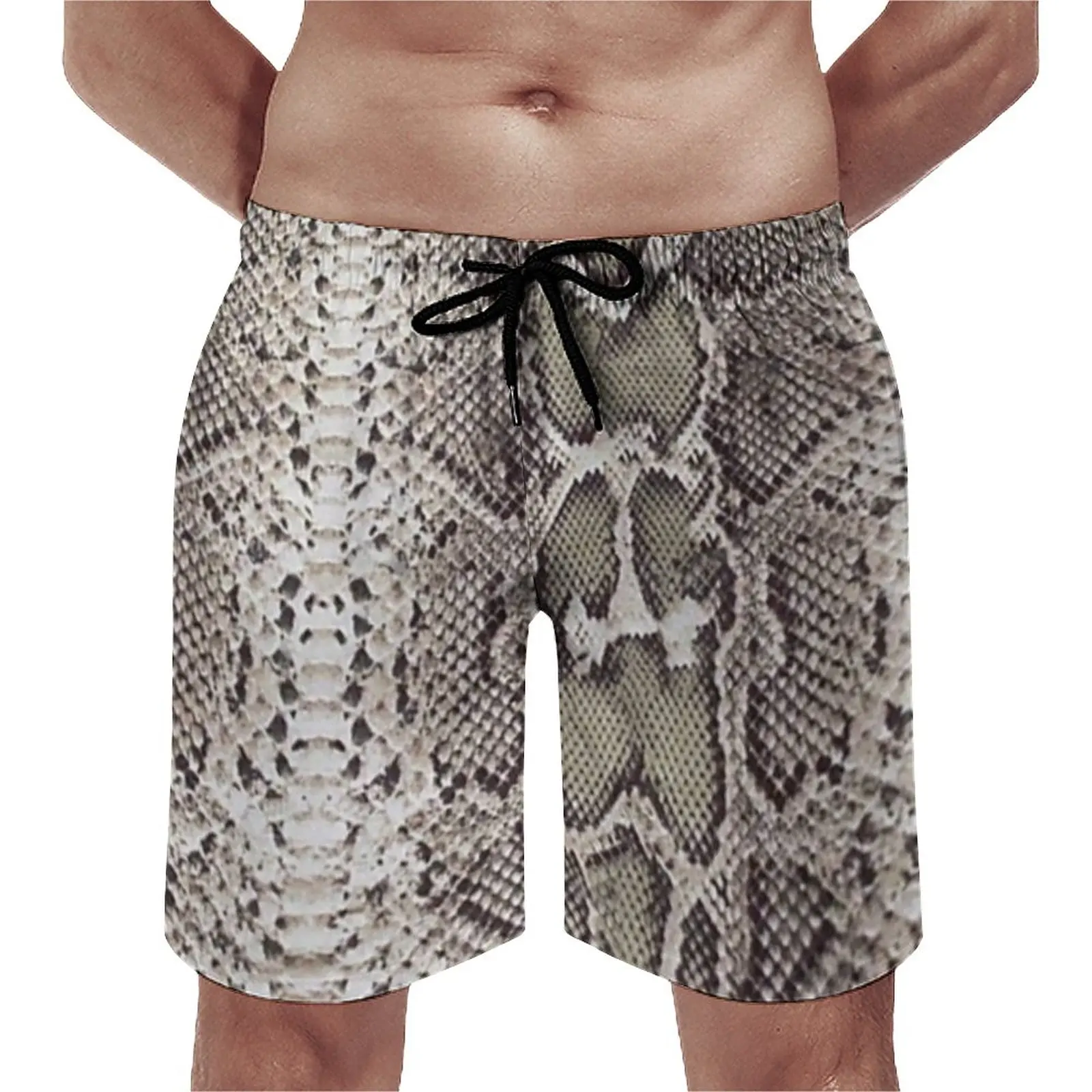 

Snakeskin Print Board Shorts Faux Snake Skin Leather Beach Short Pants Male Graphic Sports Fitness Beach Trunks Birthday Present